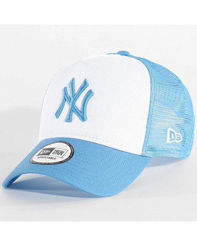 Casquette New Era 9FORTY A-Frame Trucker NY New York Yankees Bleu Clair Blanc