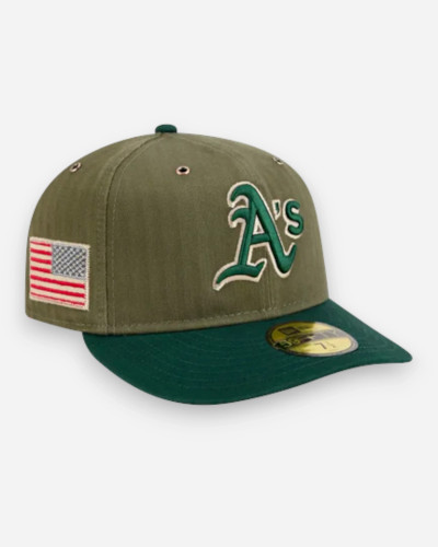 Casquette New Era 59FIFTY Fitted MLB Oakland Athletics Three Looms American Herringbone Dark Green