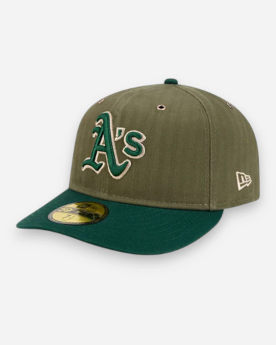 Casquette New Era 59FIFTY Fitted MLB Oakland Athletics Three Looms American Herringbone Dark Green