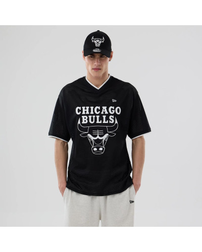 T-shirt New Era Oversize en Mesh Chicago Bulls NBA Noir