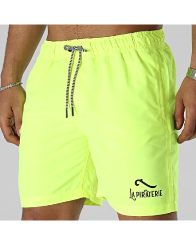 Short De Bain La Piraterie Logo 2 Jaune Fluo Noir