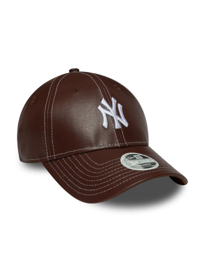Casquette New era Simili Cuir Femme 9Forty NY Yankees Marron