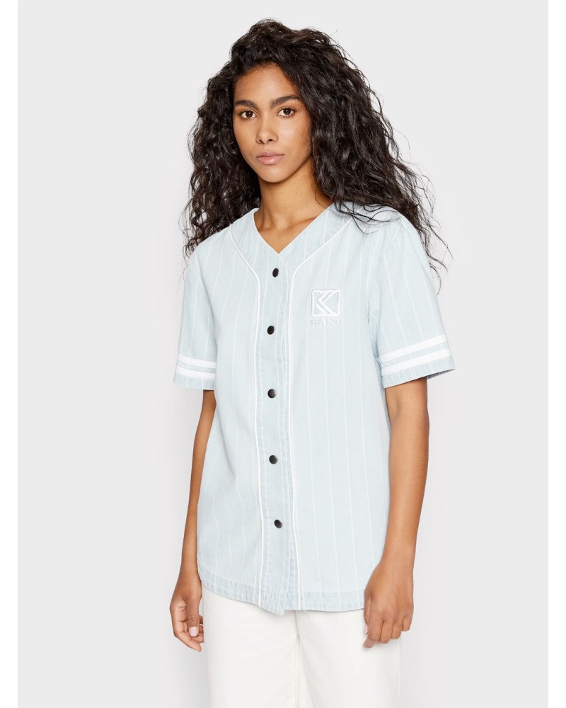 Chemise Femme Karl kani Pinstripe Baseball Bleu