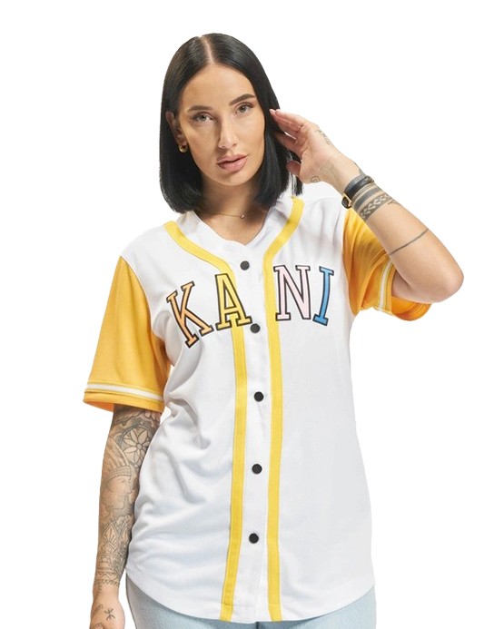 Chemise Karl Kani College Block Baseball blanc