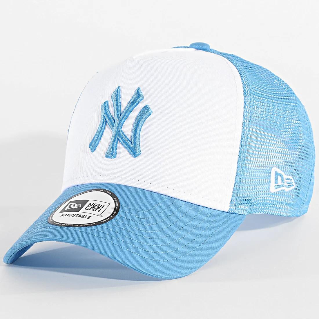 Casquette New Era 9FORTY A-Frame Trucker NY New York Yankees Bleu Clair Blanc
