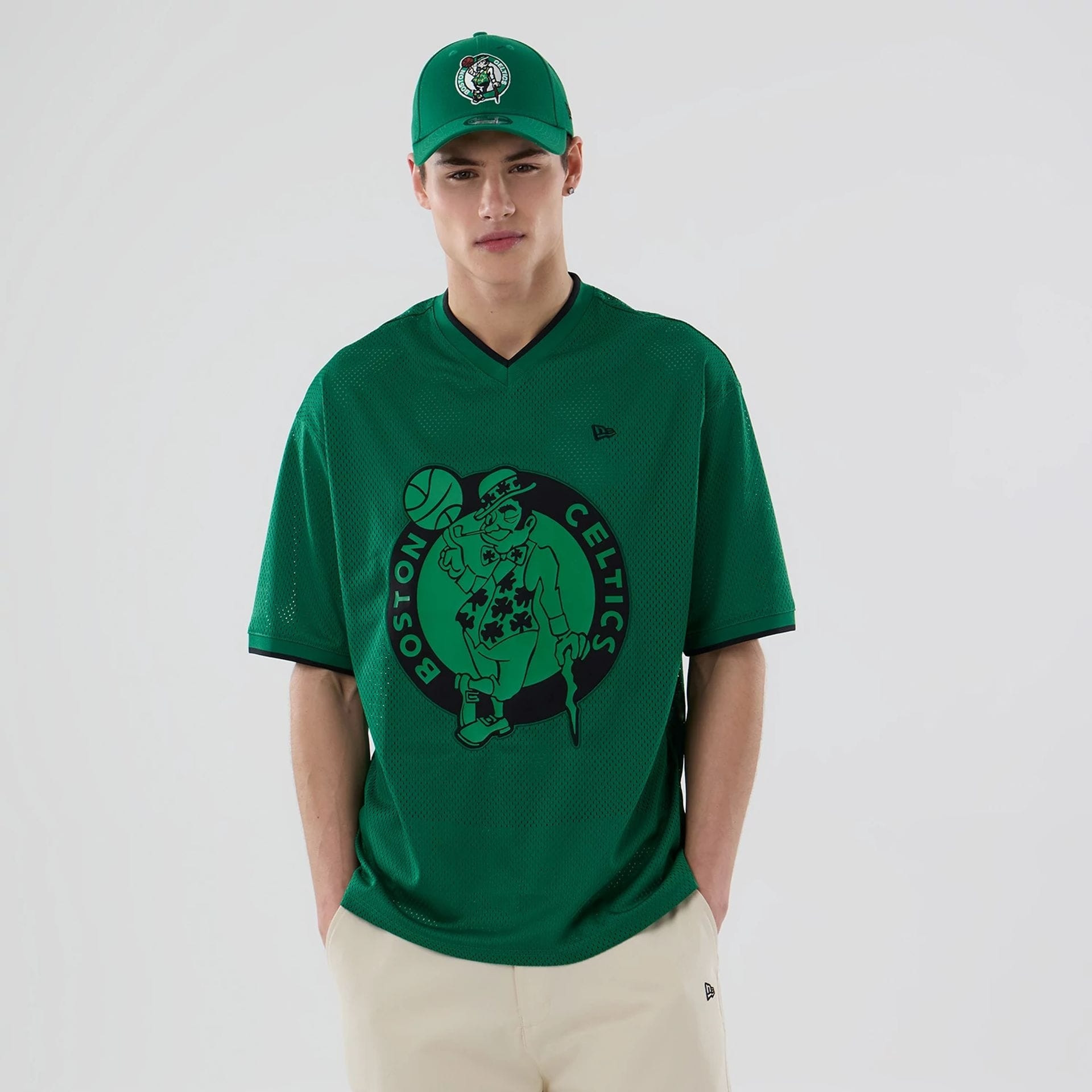 T-shirt New Era Oversize en Mesh Boston Celtics NBA Vert