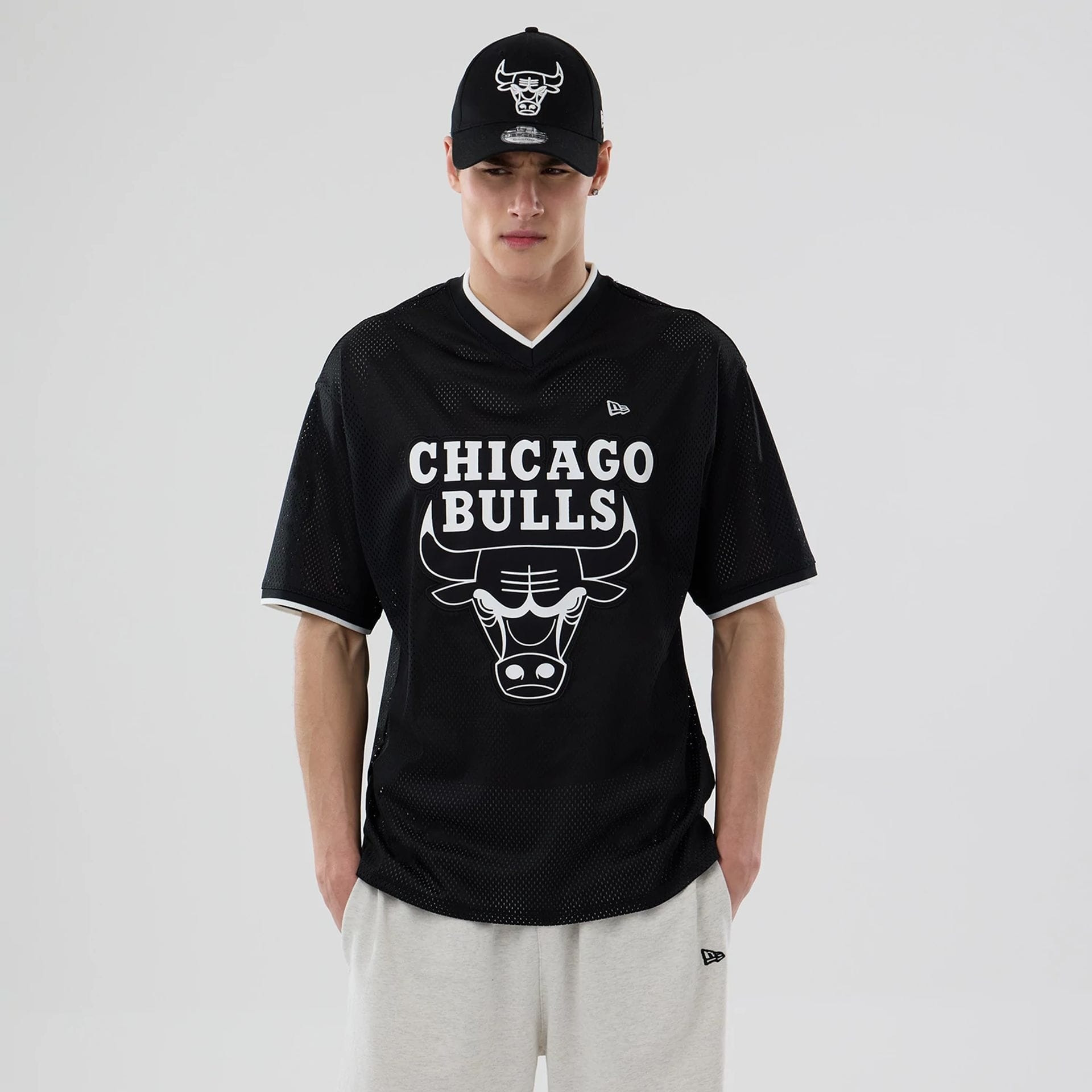 T-shirt New Era Oversize en Mesh Chicago Bulls NBA Noir