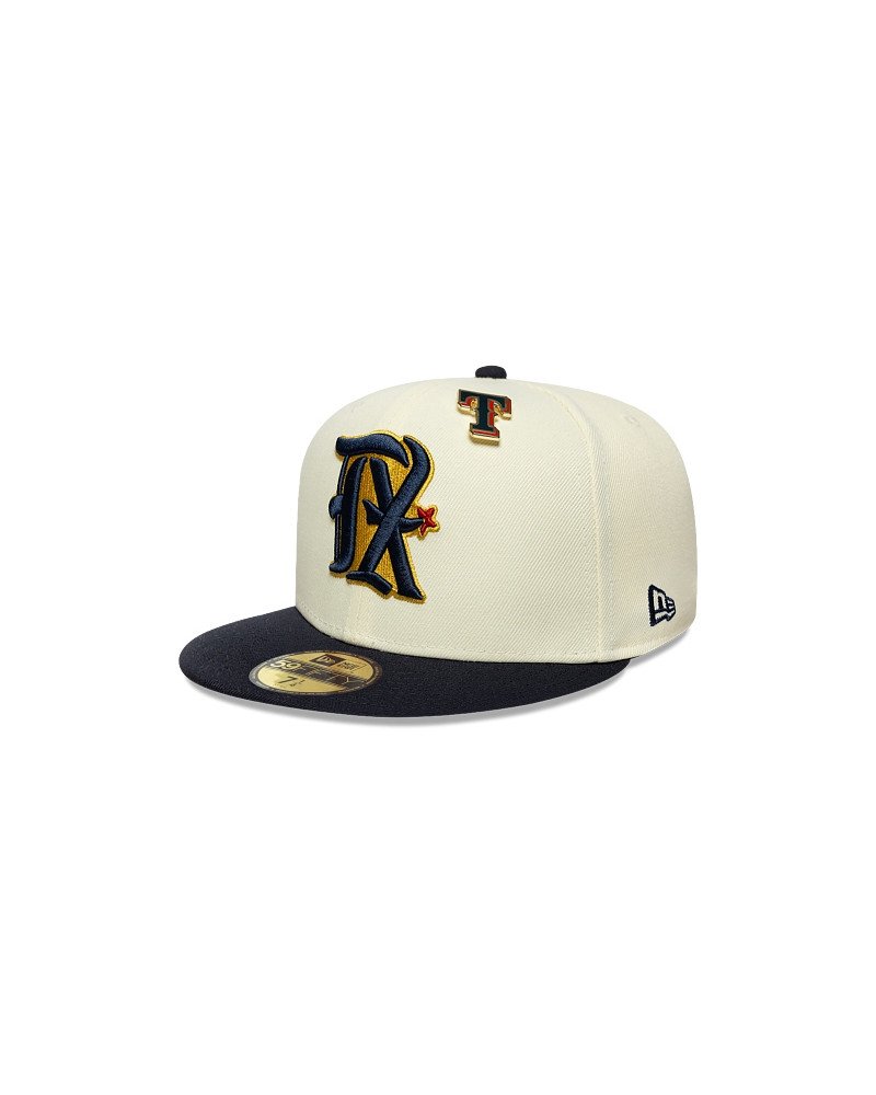 Casquette New Era 59FIFTY Texas Rangers MLB Pin Crème & Navy