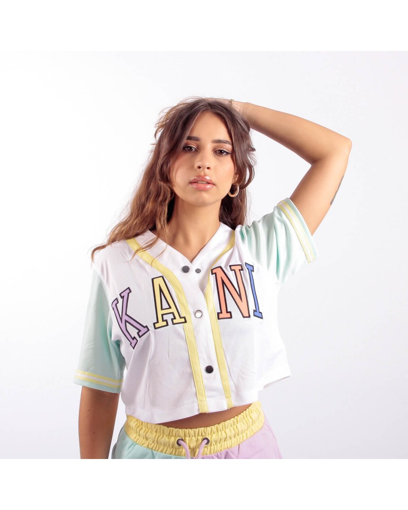 Chemise Karl Kani College Short Baseball White Mint